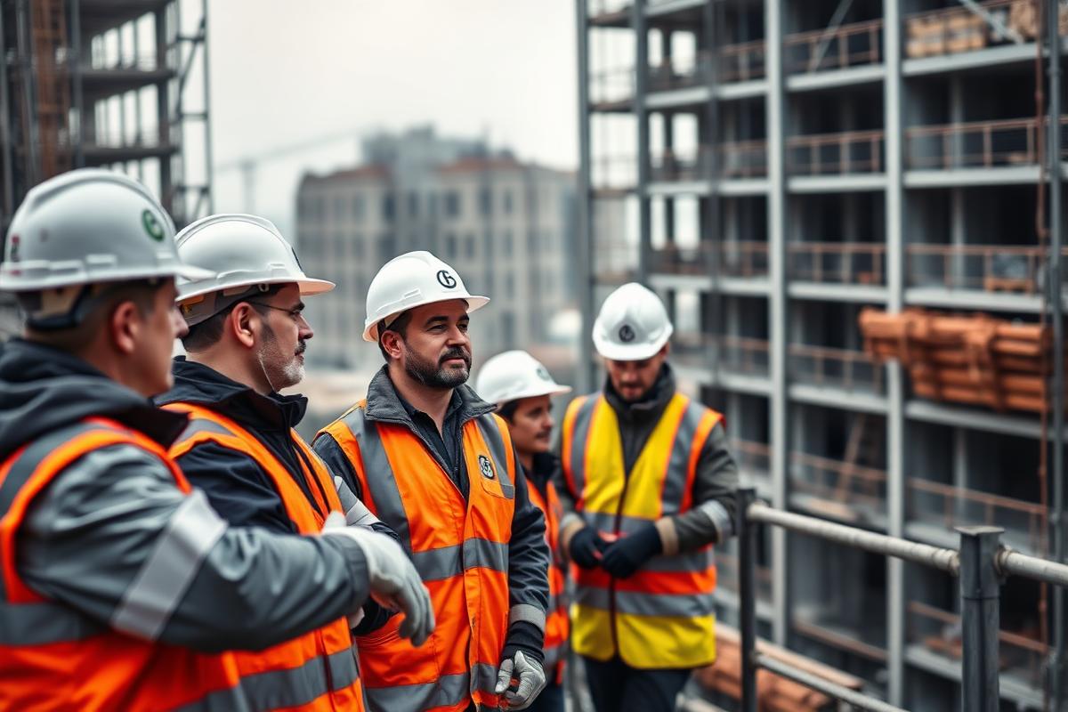 Workers using PPE in construction environments